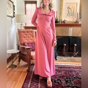 1960s Retro Pink Maxi Dress